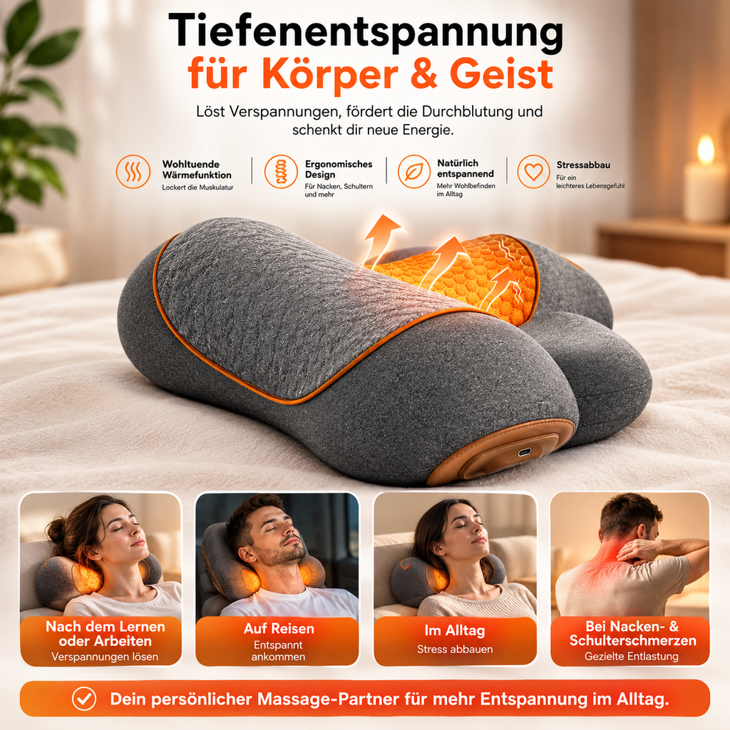 Beheiztes Massagekissen zur Entspannung.
