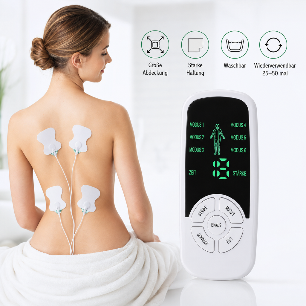 Elektrodenpads zur Anwendung am Rücken.

