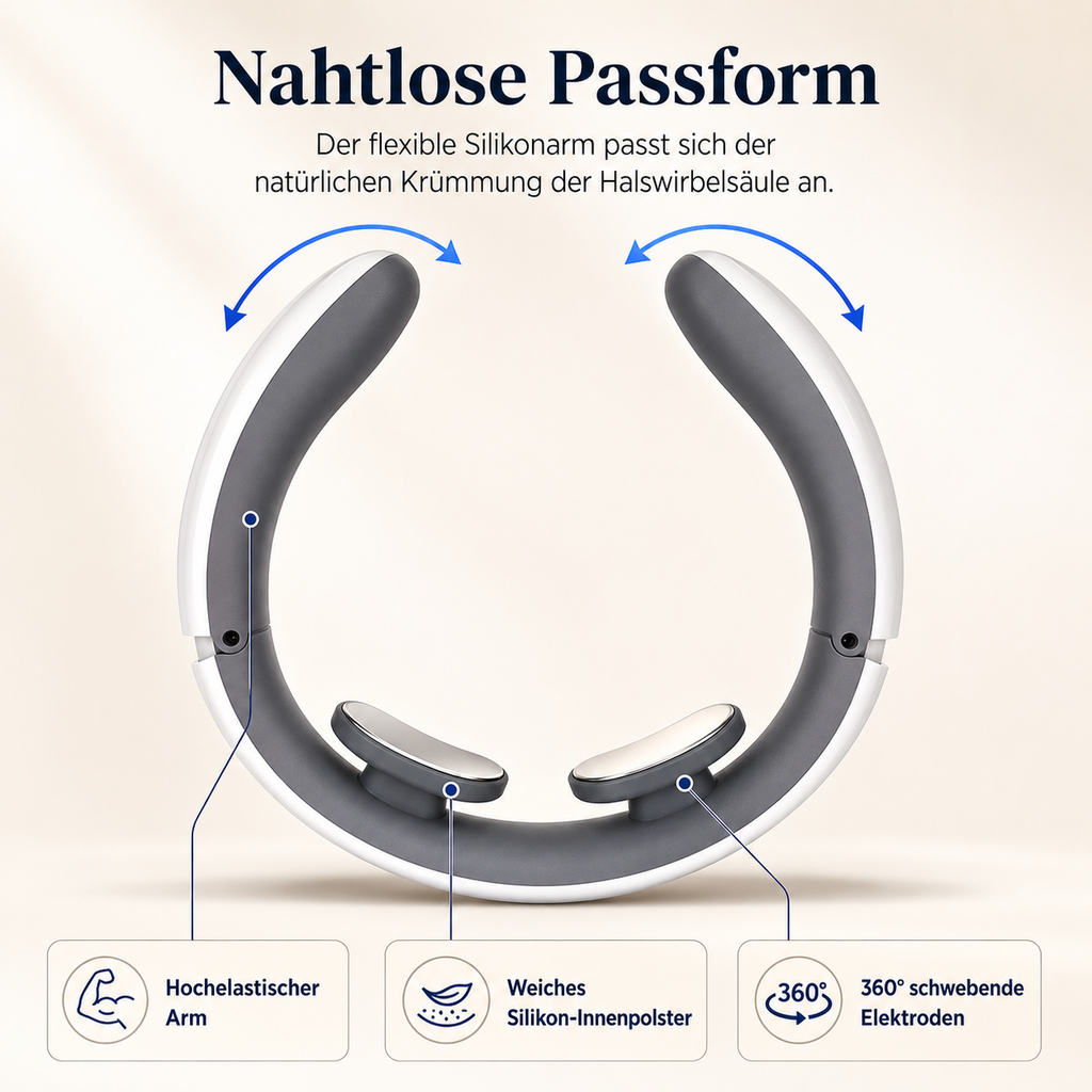 Flexibles Nackenmassagegerät mit Silikonpolstern.
