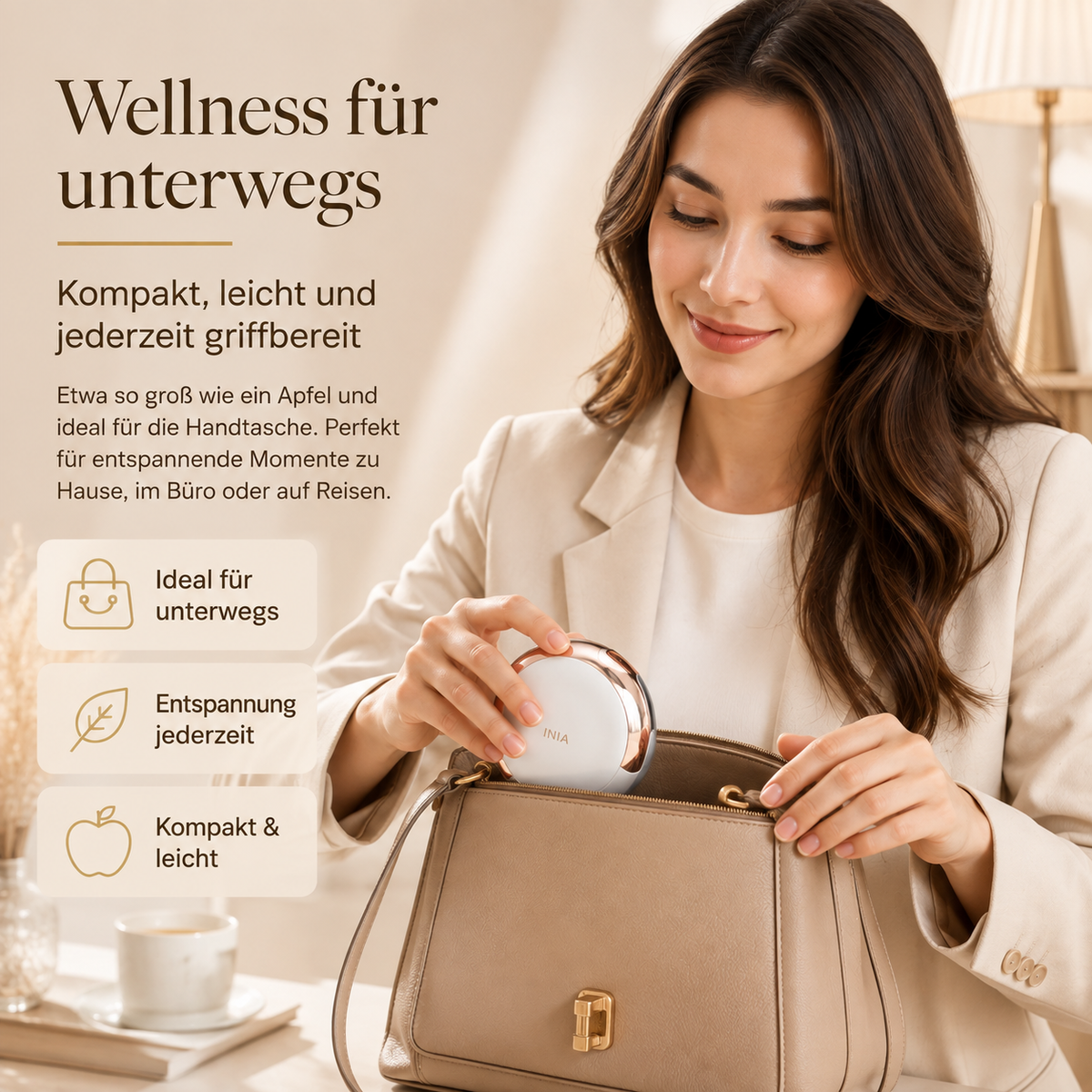 Kompaktes Massagegerät für unterwegs.
