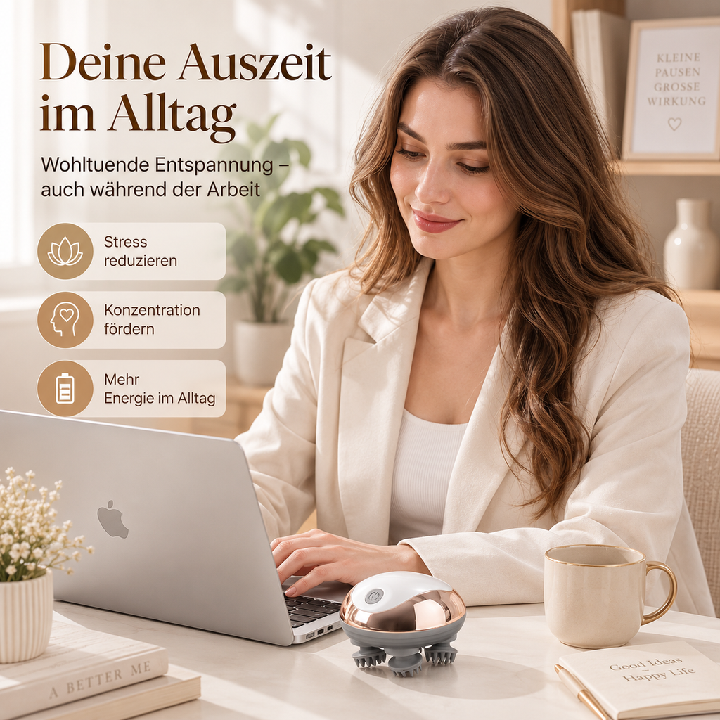 Kopfhautmassagegerät am Arbeitsplatz.
