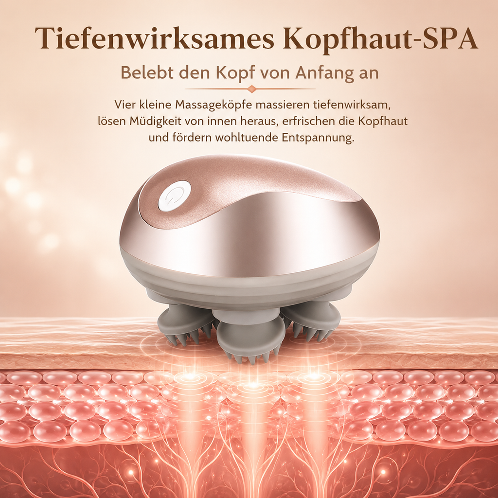 Kopfhautmassagegerät mit vier Massageköpfen.
