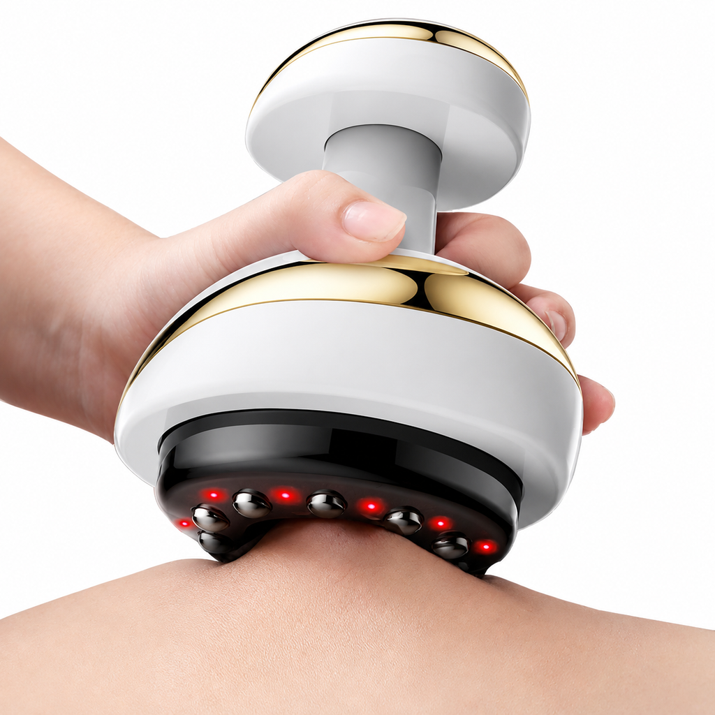 Massagegerät in Anwendung auf der Haut.
