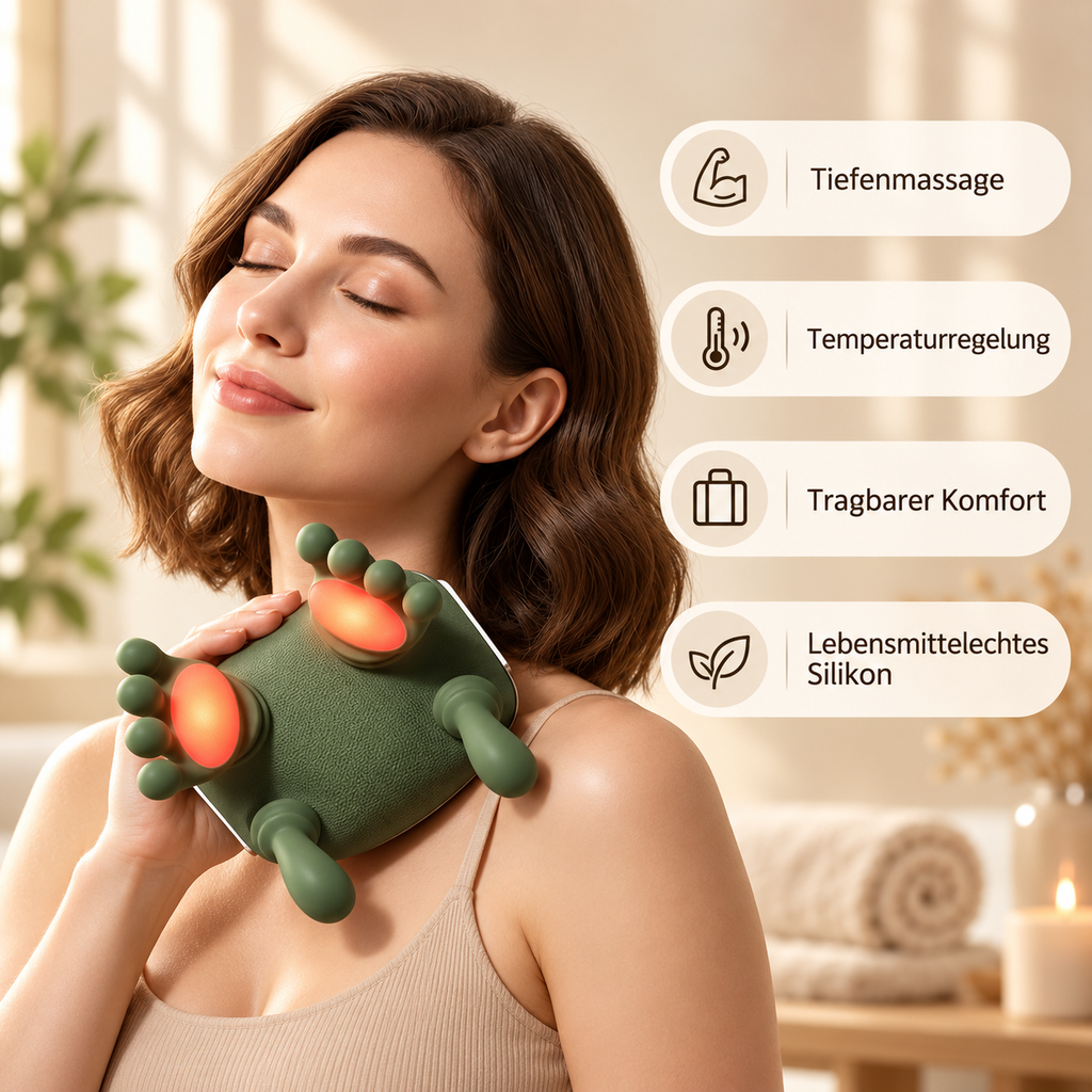 Massagegerät mit Tiefenmassage und Wärme.
