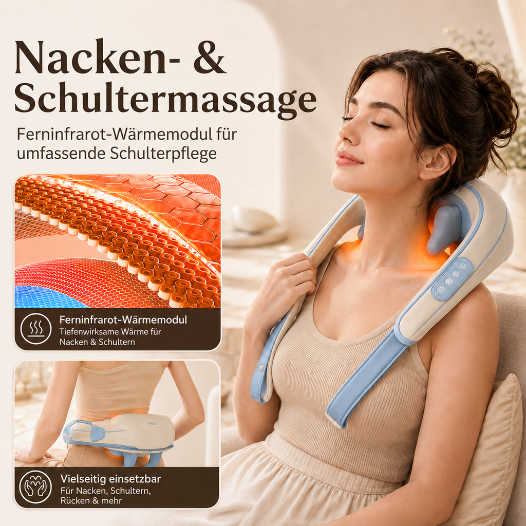 Nackenmassagegerät mit Infrarot-Wärme.
