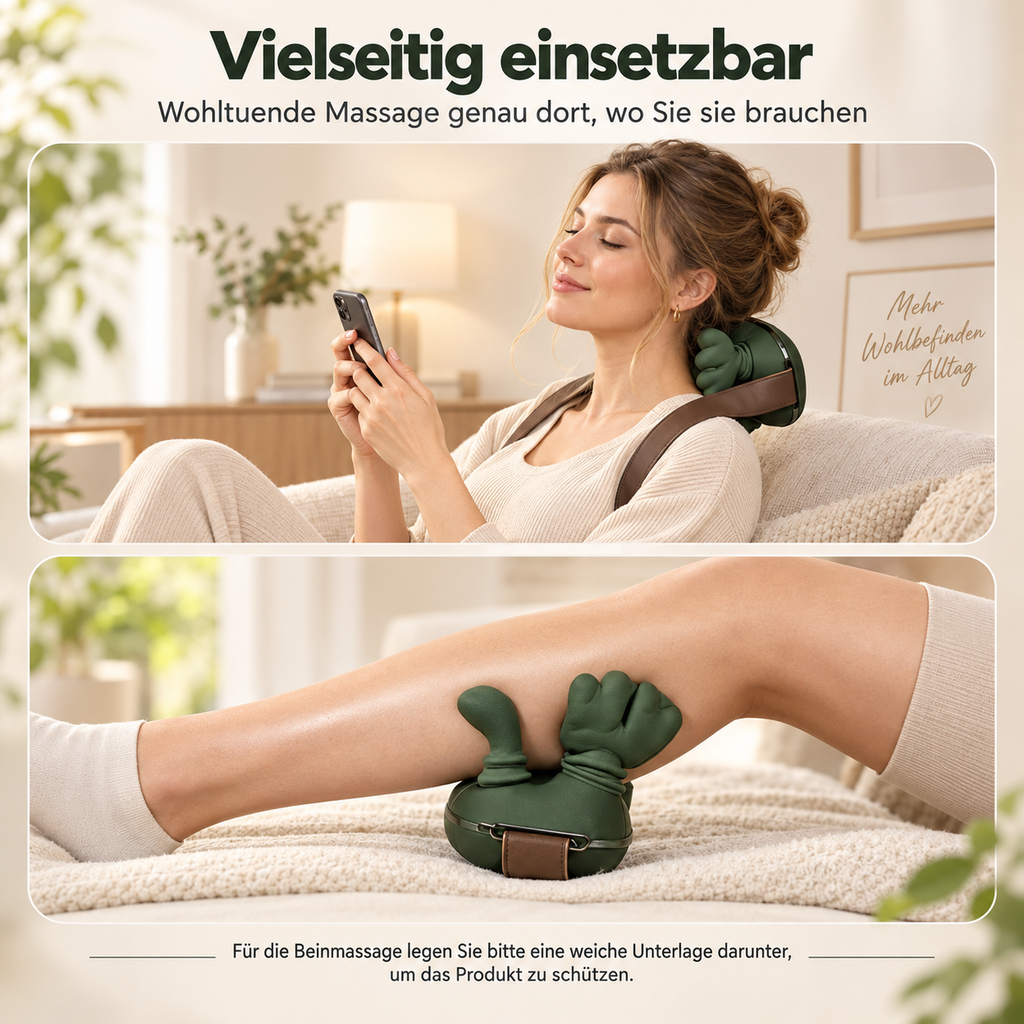 Vielseitige Anwendung an Nacken und Beinen.
